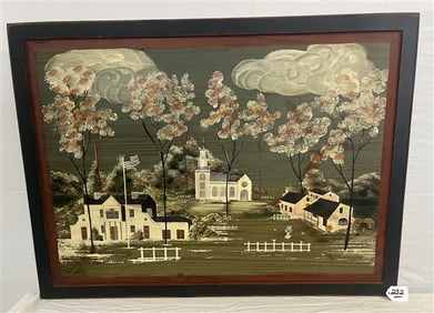 Painting on Wooden Panel - Signed M. Alexander 28" x 36"