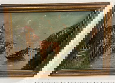 19th Cent. o/c Venetian Signed Lower Right 14" x 20"