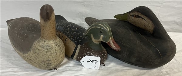 3 Carved Decoys - 2 Schaap and 1 Collins