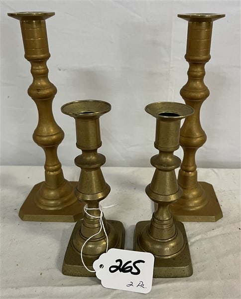 2 Pr. of Antique Brass Candlesticks - 6" and 9" (1 of 3)