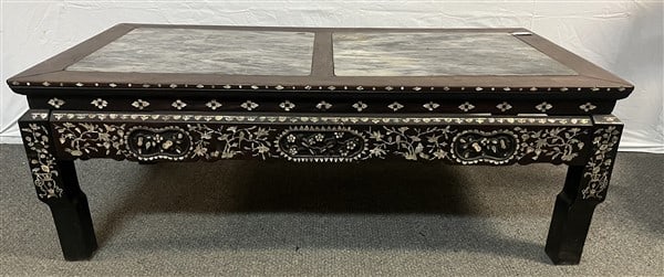 1930's Marble Inset, Inlaid Coffee Table