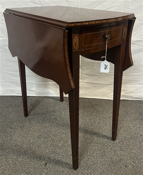 Inlaid Mahogany Drop Leaf Table ca 1940's (1 of 2)