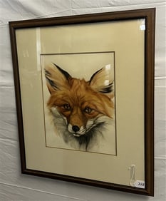 Framed Lithograph of Red Fox - H. Lindy