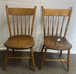 2 Antique Thumbtack Country Side Chairs