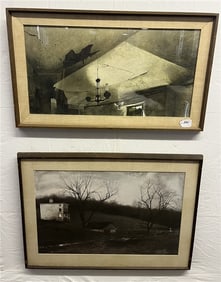 2 Framed Wyeth Prints ca 1950's Smaller one - 21" x 34"