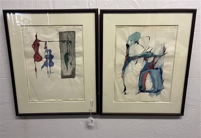 2 Framed Abstract Watercolor Stephen Landwehr