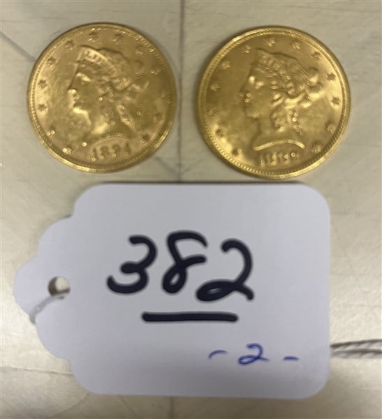 Two 10 Dollar U.S. Gold Coins - 1892/1894 (1 of 3)