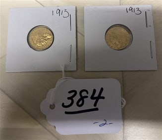 Two 2 1/2 Dollar U.S. Gold Coins - 1913