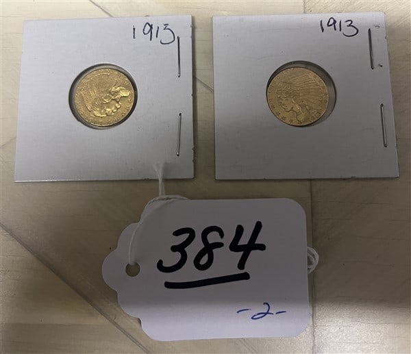 Two 2 1/2 Dollar U.S. Gold Coins - 1913 (1 of 3)