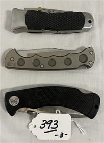 3 Pocket Knives "Buck" SOG and Bench made