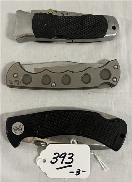 3 Pocket Knives "Buck" SOG and Bench made (1 of 3)