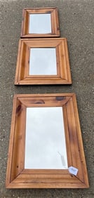 3 19th Cent. Pine Ogee Mirrors