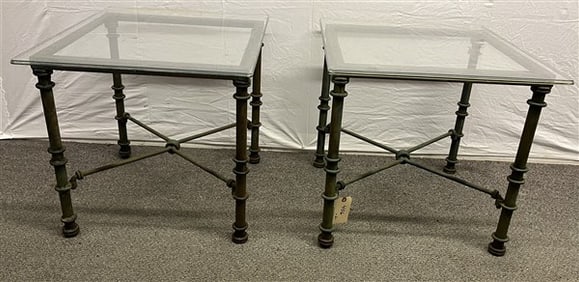 2 Iron and glass Vintage Tables