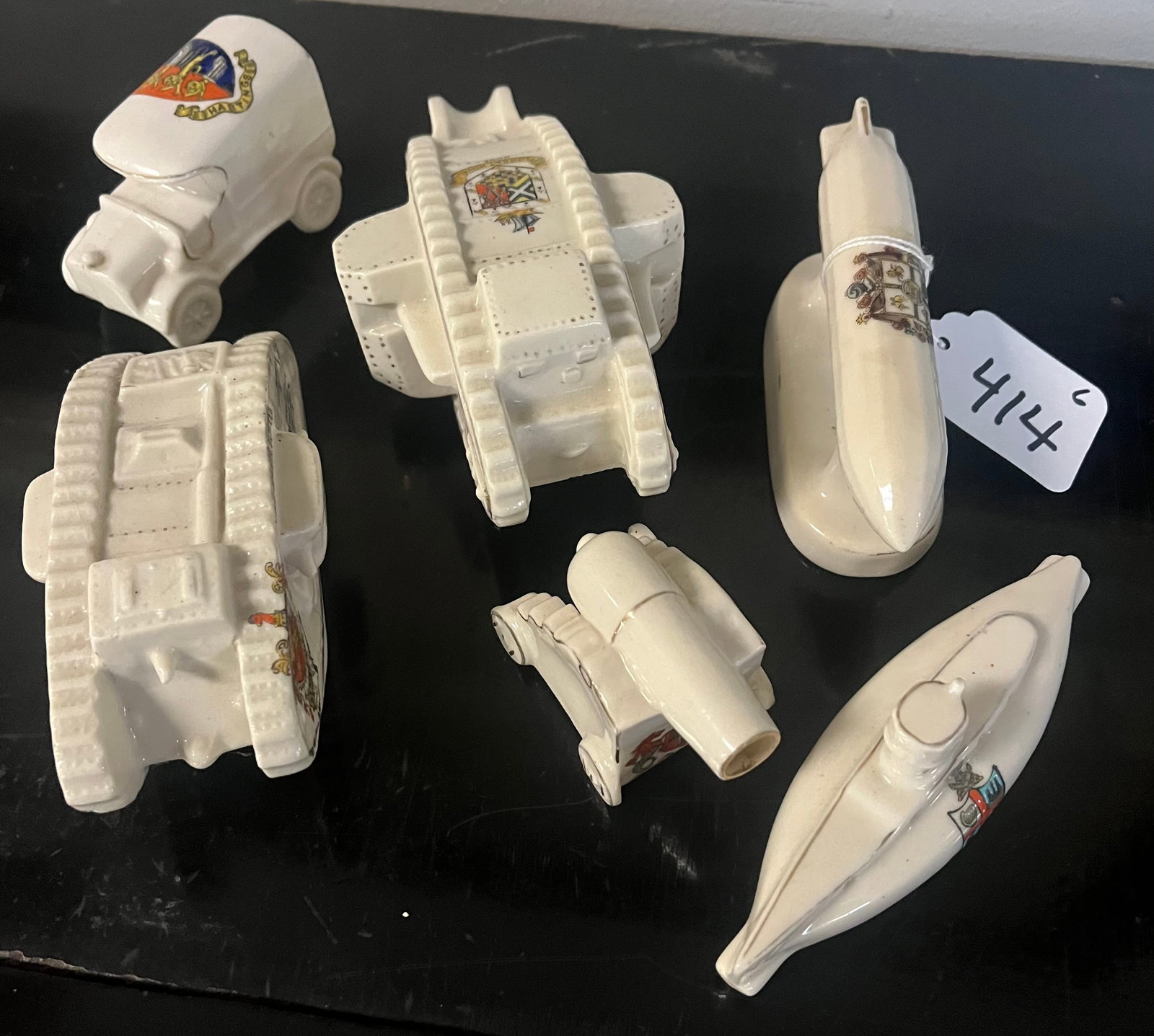 6 Porcelain WWI Miniature Replicas: 6 Porcelain WWI Miniature Replicas