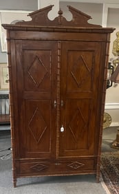 2 Door Antique Faux Bamboo Armoire