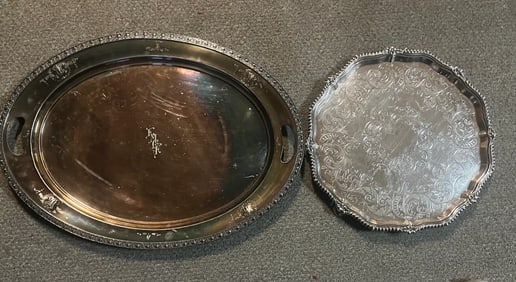 2 Large Silver Plated Platters