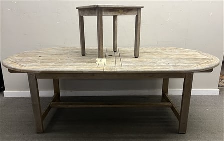 87" Teak Table with Two 16" Hidden Scissor Leaves