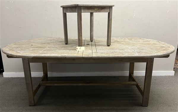 87" Teak Table with Two 16" Hidden Scissor Leaves