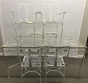 Vintage 1950s Iron Table and 6 Chairs