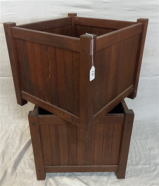 Pr. of Wooden Planters - 20" squared x 18"h: Pr. of Wooden Planters - 20" squared x 18"h