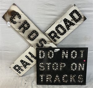 2 Vintage R.R Warning Signs