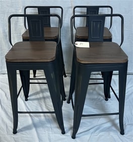 4 Contemporary Metal Stools - Seat Height 24"h