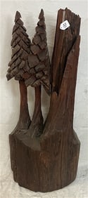 48" Carved wooden Northwest Pine Tree Sculpture
