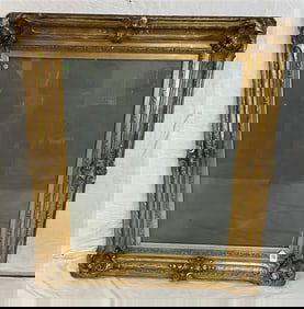 Large Antique Frame with Grey Glass Mirror 44" x 51"
