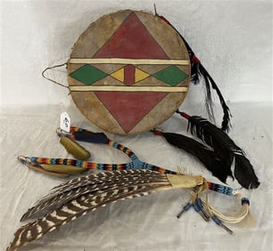 Beaded and Feathered Native American Objects