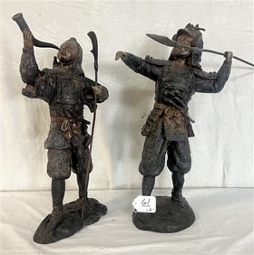 Two 18.5" Antique Bronze Warriors