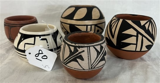 5 Small Signed Southwest Pots
