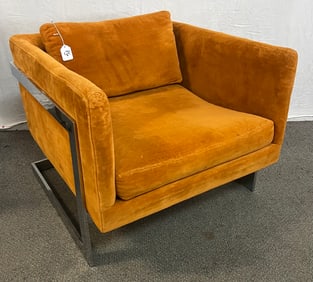 Mid-Cent Upholstered & Chrome Club Chair