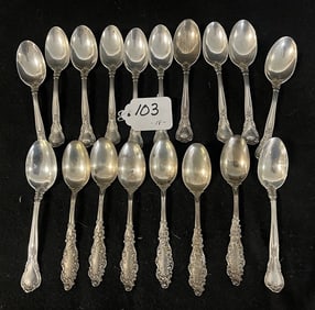 18 Sterling Spoons, - Approx 14 Troy