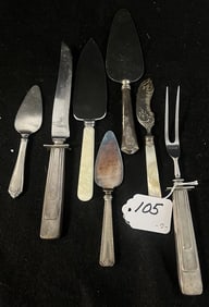 7 Sterling and M.O.P. Handle Serving Pcs.