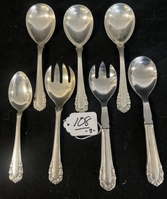 7 Georg Jensen Serving Pcs. Approx 26 Troy