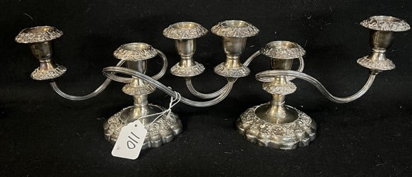 Pr. of 3 Arm Weighted English Candelabras