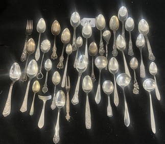 Misc. Lot of Sterling Spoons in Many Patterns Approx 15 Troy