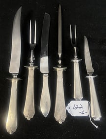 6 Sterling Handle Carving Utensils
