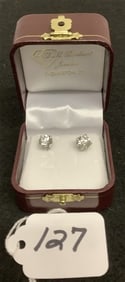 Pr. of White Gold Diamond Earrings T.W. 3.07 Carat
