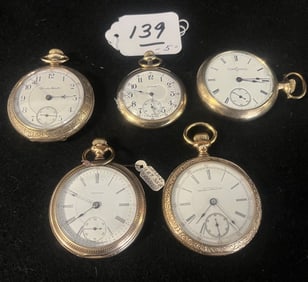 5 Vintage Mens' Pocket Watches