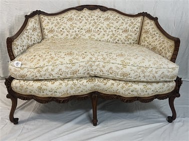 Lovely 48" French Upholstered Sofa Down Cushion