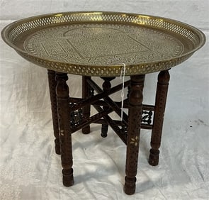 Brass Tray Table - 21" diameter x 17"h