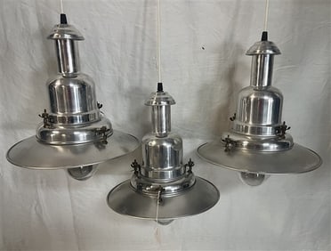3 Chrome Industrial Lamps Made in the U.K.