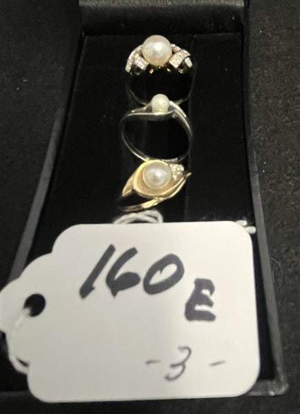 2 Gold Rings with Pearls One 10k and Two 14k (1 of 1)
