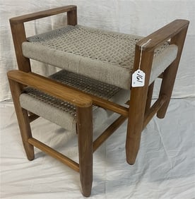 2 Modern 24" Benches with Woven Seats - 18.5"h