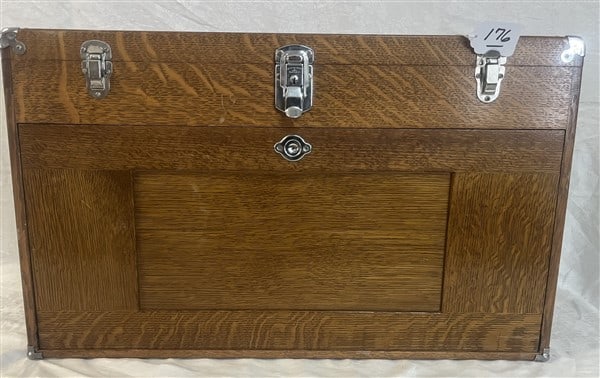 Contemporary Oak Machinists Box - 26"w x 3.5"d x 16"h (1 of 5)