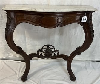 Victorian Marble Top Walnut Console 36"w x 34"h