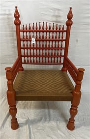 Vintage Woven Seat Stick and Ball Arm Chair