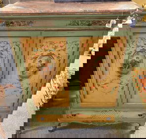 Paint Decorated Marble Top French "Style" Chifferobe with fitted Interior