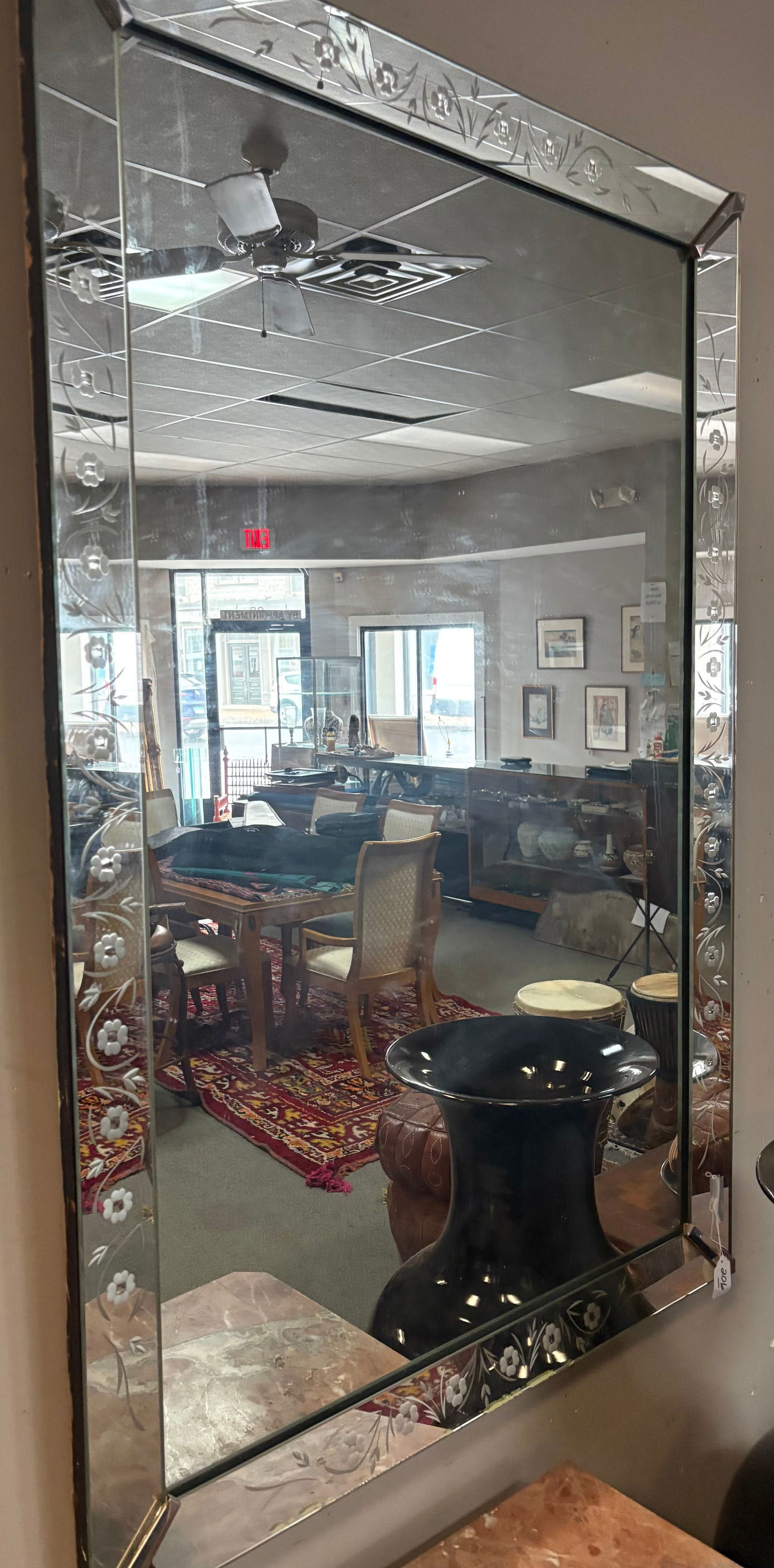 Art Deco Etched Mirror 36" x 54" (1 of 4)